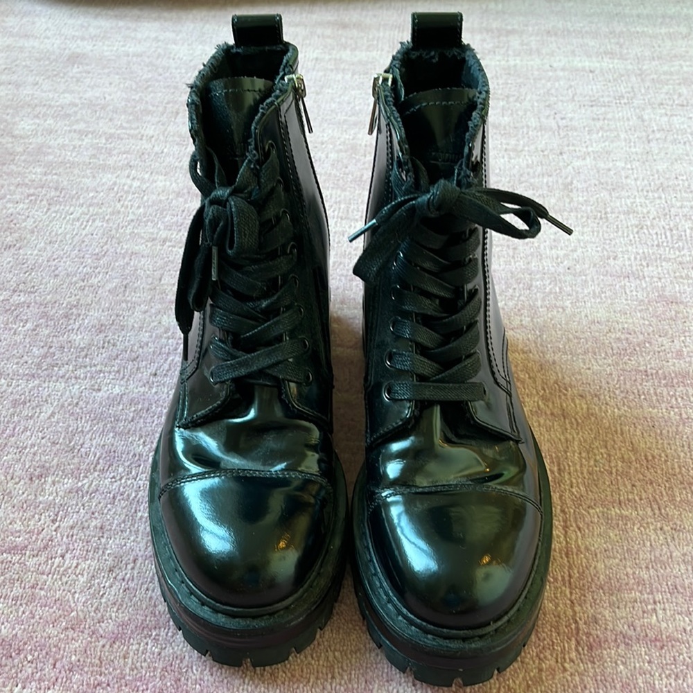 Zadig&Voltaire Combat Boots Black High Gloss Leather